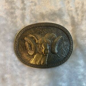 ☘️NEW! RAM Solid Brass Gold Ram Belt Buckle
